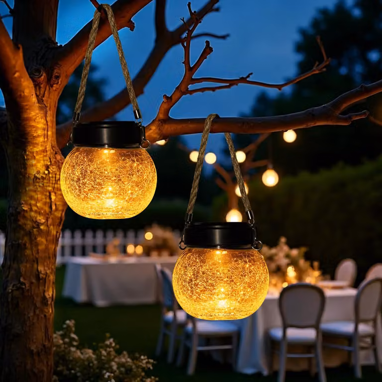 Set di lampade da giardino solari - Set di 2 luci ambrate calde e RGB - Impermeabili