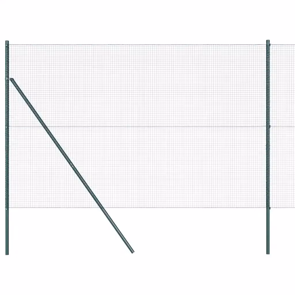 Recinzione a rete saldata doppia con pali rotondi vidaXL, Verde, L: 25 m, H: 1,5 m – 2