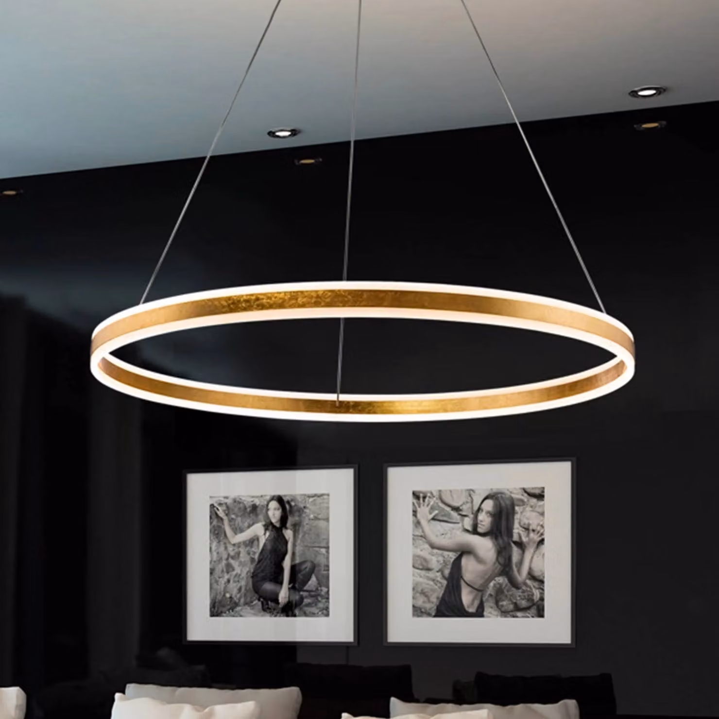 Schuller Valencia Lampada LED a sospensione Helia, color oro, Ø 100 cm, metallo Helia, Ottone / Oro, Soggiorno / Sala da pranzo, Alluminio