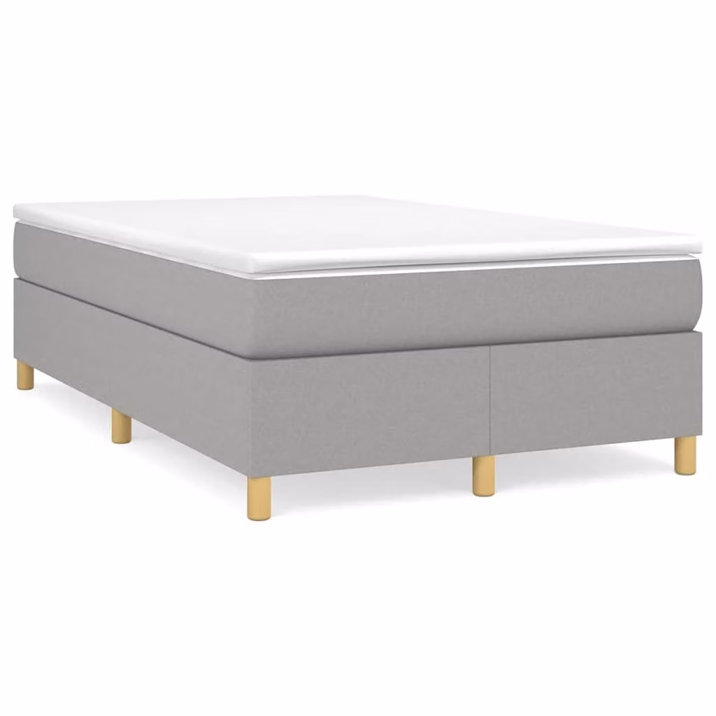 vidaXL Giroletto a Molle Ibrido con Materasso in Tessuto Grigio e Bianco L/P/H: 120 x 200 x 35 cm