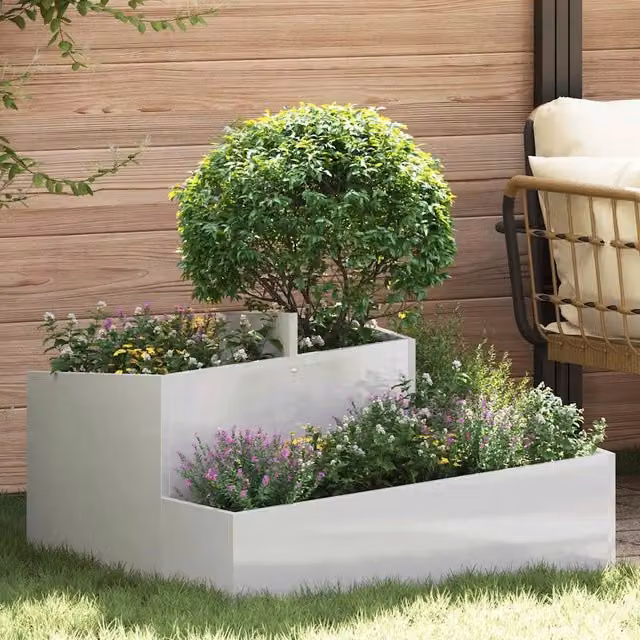 Vaso da giardino ornamentale vidaXL in acciaio inossidabile argento L: 80 cm, P: 80 cm, H: 50 cm