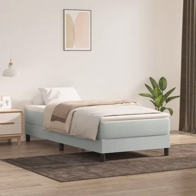 Giroletto a Molle con Materasso-Struttura Letto Grigio Chiaro 90x220 cm Velluto 574670