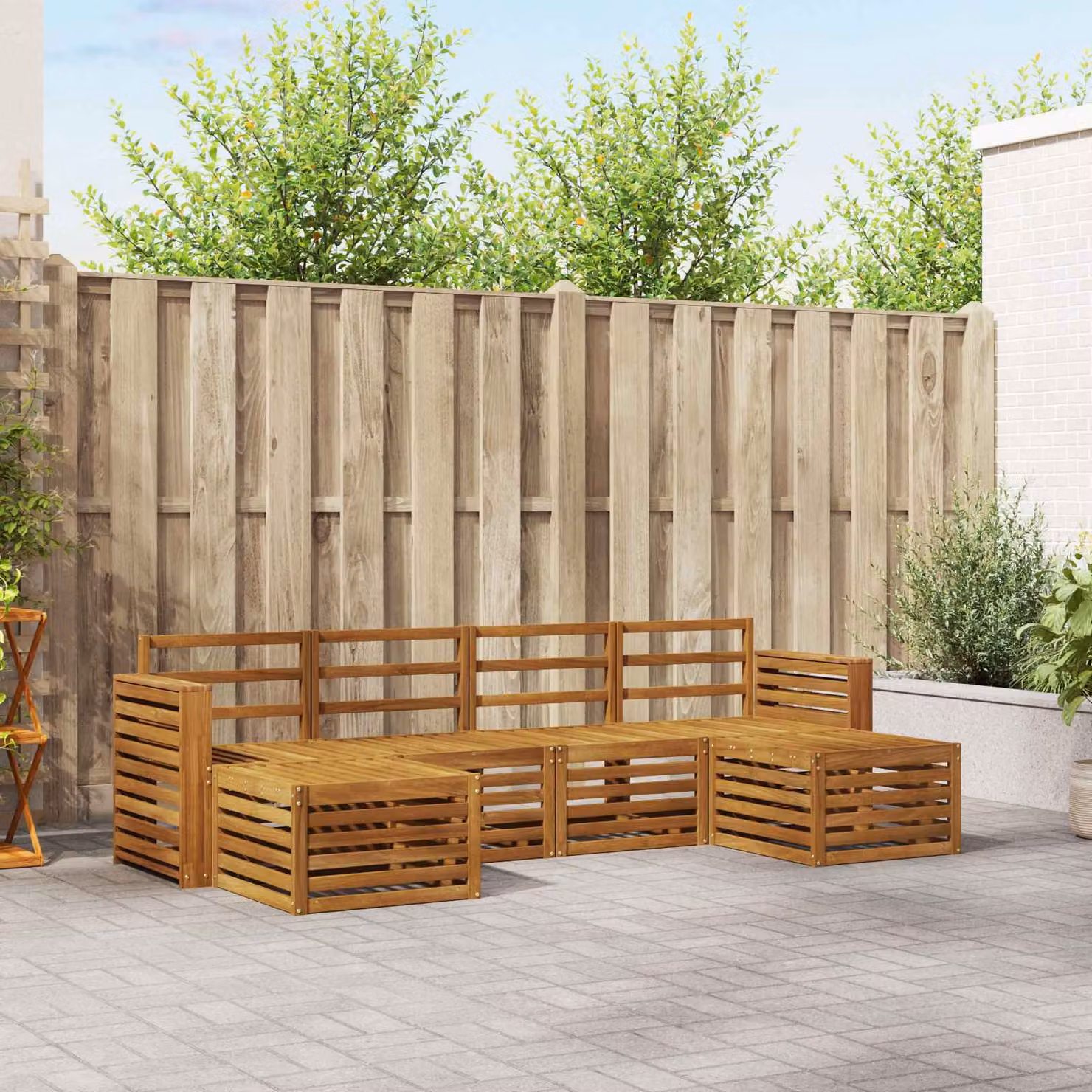 Set di divani da esterno vidaXL 6 pz in legno di acacia marrone con cuscini inclusi per giardino e terrazza
