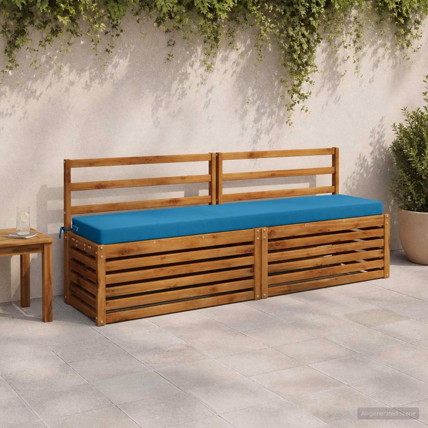 Set di 2 cuscini per panchina vidaXL SOEST blu in poliestere con fodera rimovibile e resistente ai raggi UV