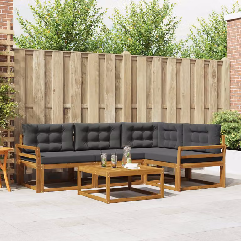 vidaXL Set di divani da esterno 5 pz Naturale e Antracite