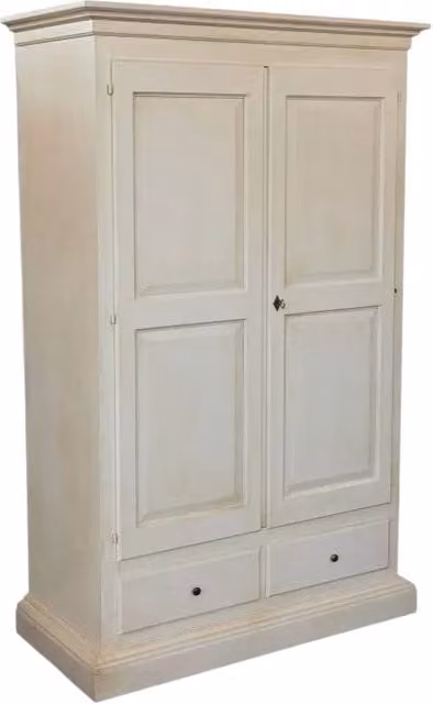 Armadio a 2 ante in legno stile shabby chic color avorio anticato Mobili 2G L/P/H: 125 x 61 x 200 cm
