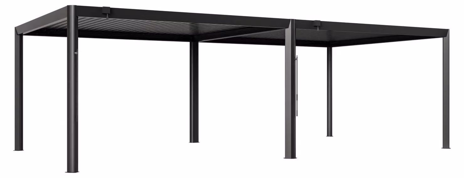 PRIMEYARD Pergola bioclimatica 4x8 m, pali in alluminio ca. 13x13 cm, tetto a lamelle regolabili in alluminio
