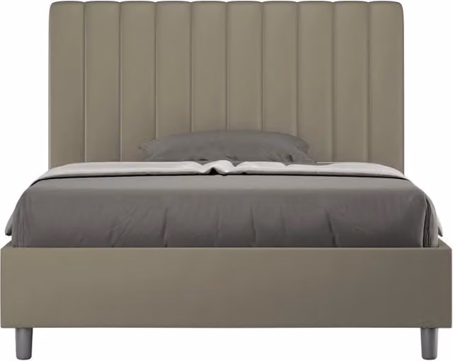 BS COM Letto una piazza e mezza senza rete imbottito 120x210 similpelle cappuccino
