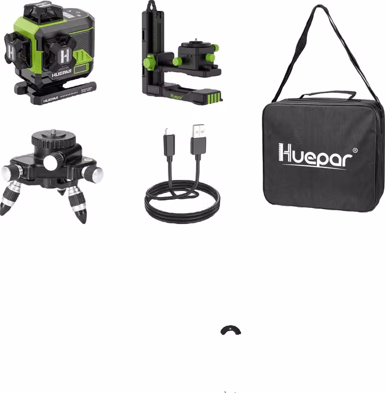 Livella laser Huepar, raggio verde 4x360°, funzione di controllo remoto, SET-1