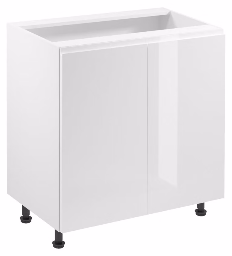 Mobile basso a due ante ARBOR - larghezza 80 cm, bianco lucido / bianco