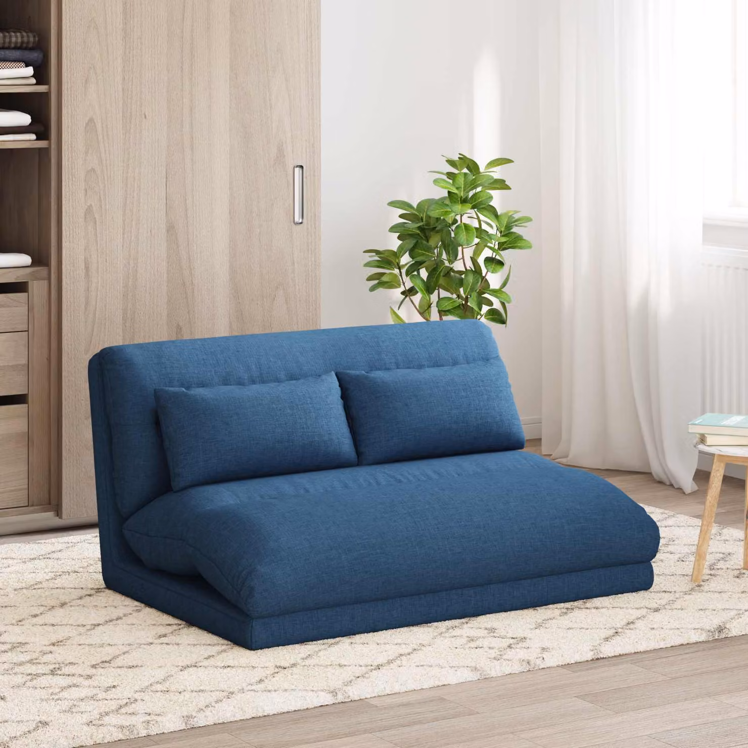 Sedia a pavimento regolabile vidaXL in tessuto blu per adulti