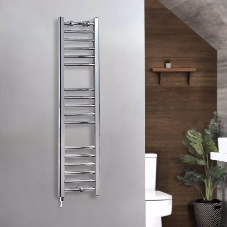 Scaldasalviette Elettrico Diritto Cromato Kent ECOSO by Hudson Reed L: 120 cm, P: 30 cm