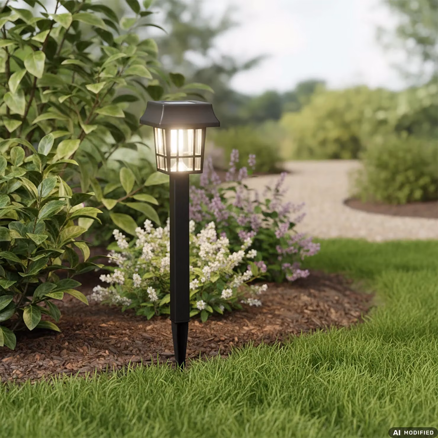 Dictrolux Lampada Solare LED da Giardino con Picchetto, Colore Nero, Luce Bianco Caldo, Altezza: 32 cm – 2