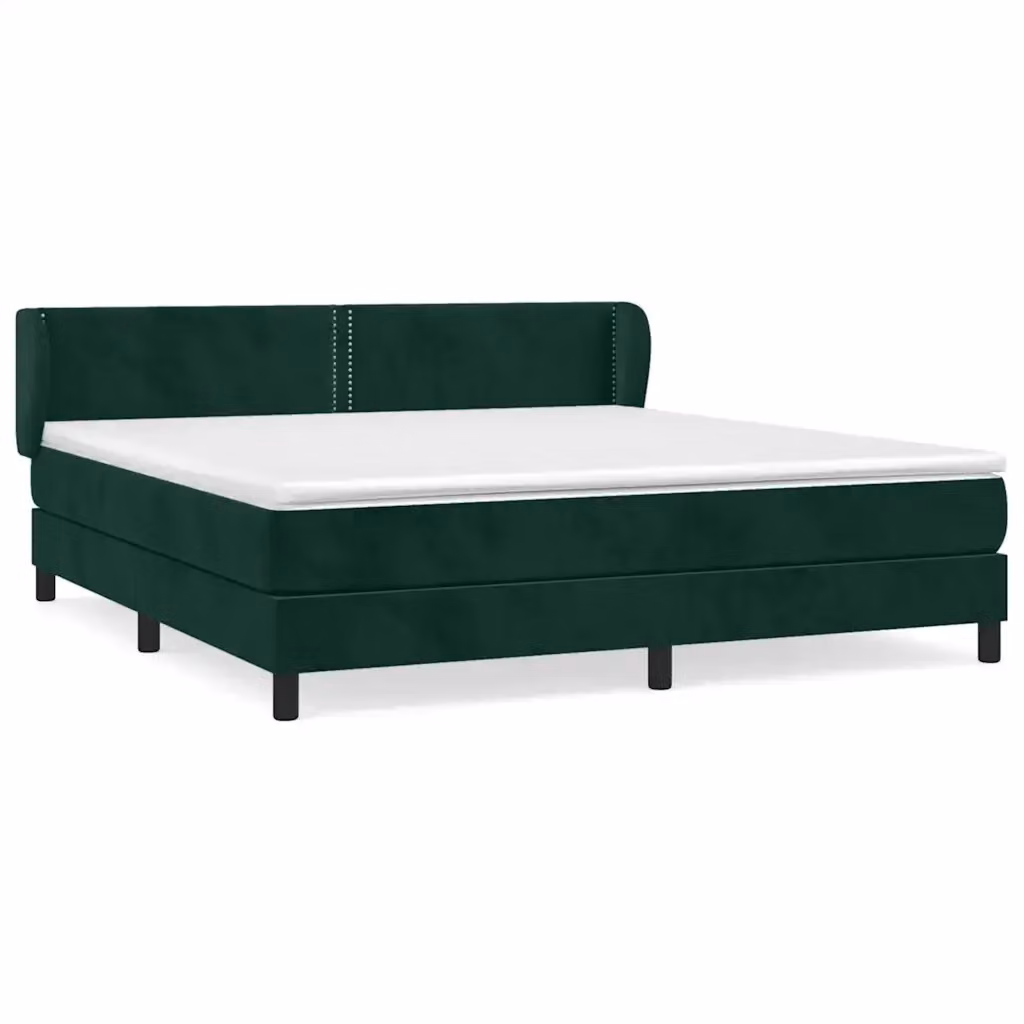 Letto Ibrido vidaXL con Giroletto a Molle e Materasso in Velluto Verde Scuro, L/P: 180 x 200 cm – 2