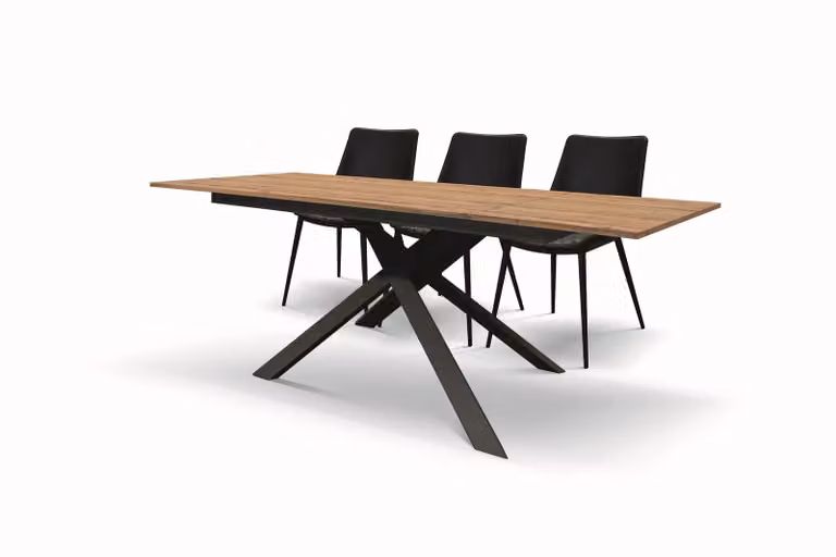 Tavolo VOLPAIA in legno, finitura rovere rustico e metallo verniciato antracite, allungabile 140×80 cm – 190×80 cm