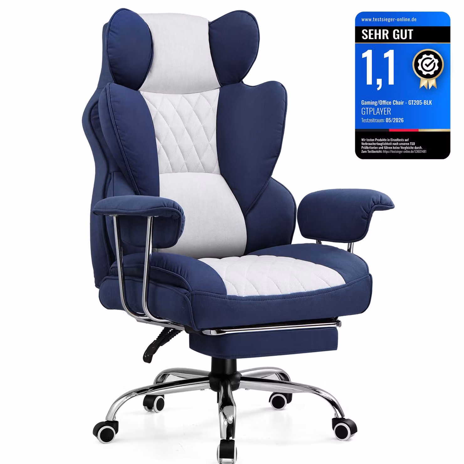 Sedia da gioco GTPLAYER, sedia da gioco, sedia da ufficio ergonomica con poggiapiedi, supporto lombare regolabile e cuscino per la testa, sedia da gioco imbottita, poltrona da gioco