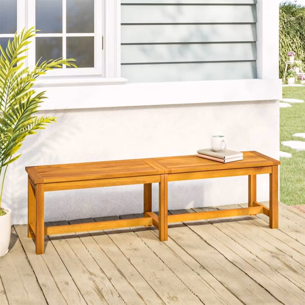 The Living Store Panca da giardino 150x35x45 cm in legno massiccio di acacia