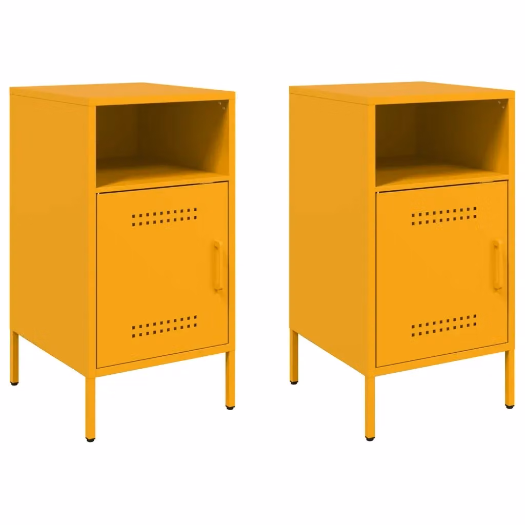 Set di 2 comodini Design Mania in metallo giallo opaco, L/P/H: 36 x 39 x 68 cm – 2
