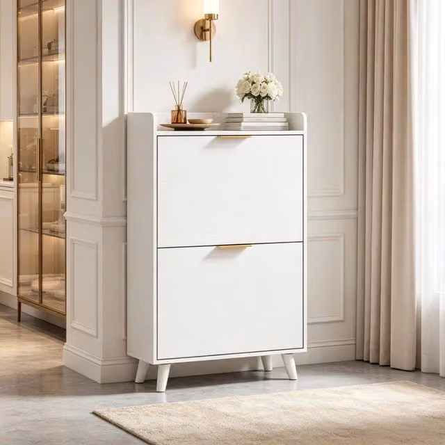 Scarpiera moderna REDOM bianca con ante a ribalta L: 70 cm, P: 30 cm, H: 120 cm