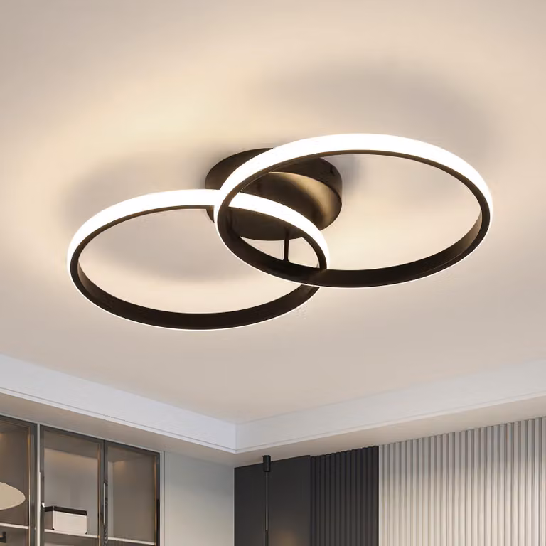 Lampada da soffitto LED Toolight, 42W, 4725 lumen, 4500K, colore nero, diametro 54 cm, forma rotonda, ideale per corridoi