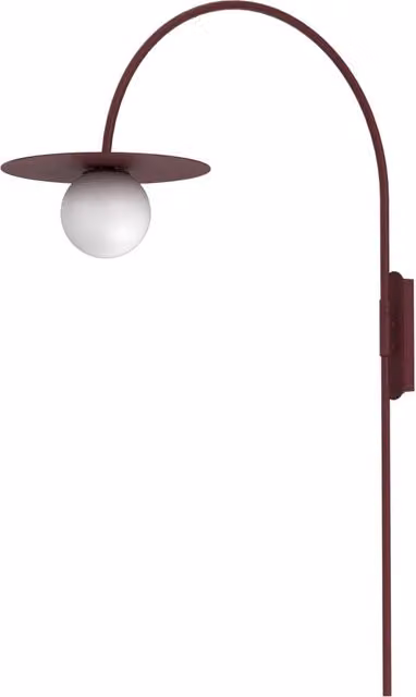 Applique Luminex Flat con Sfera Bianca e Struttura Bordeaux in Metallo, E27