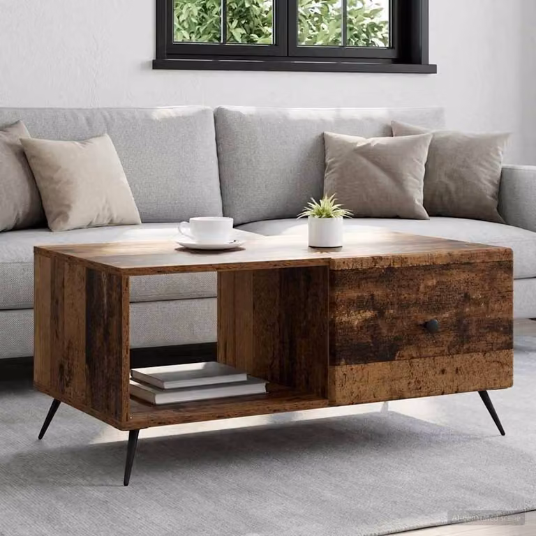 vidaXL Tavolino da salotto rettangolare in stile classico marrone L: 90 cm, P: 50 cm, H: 40 cm