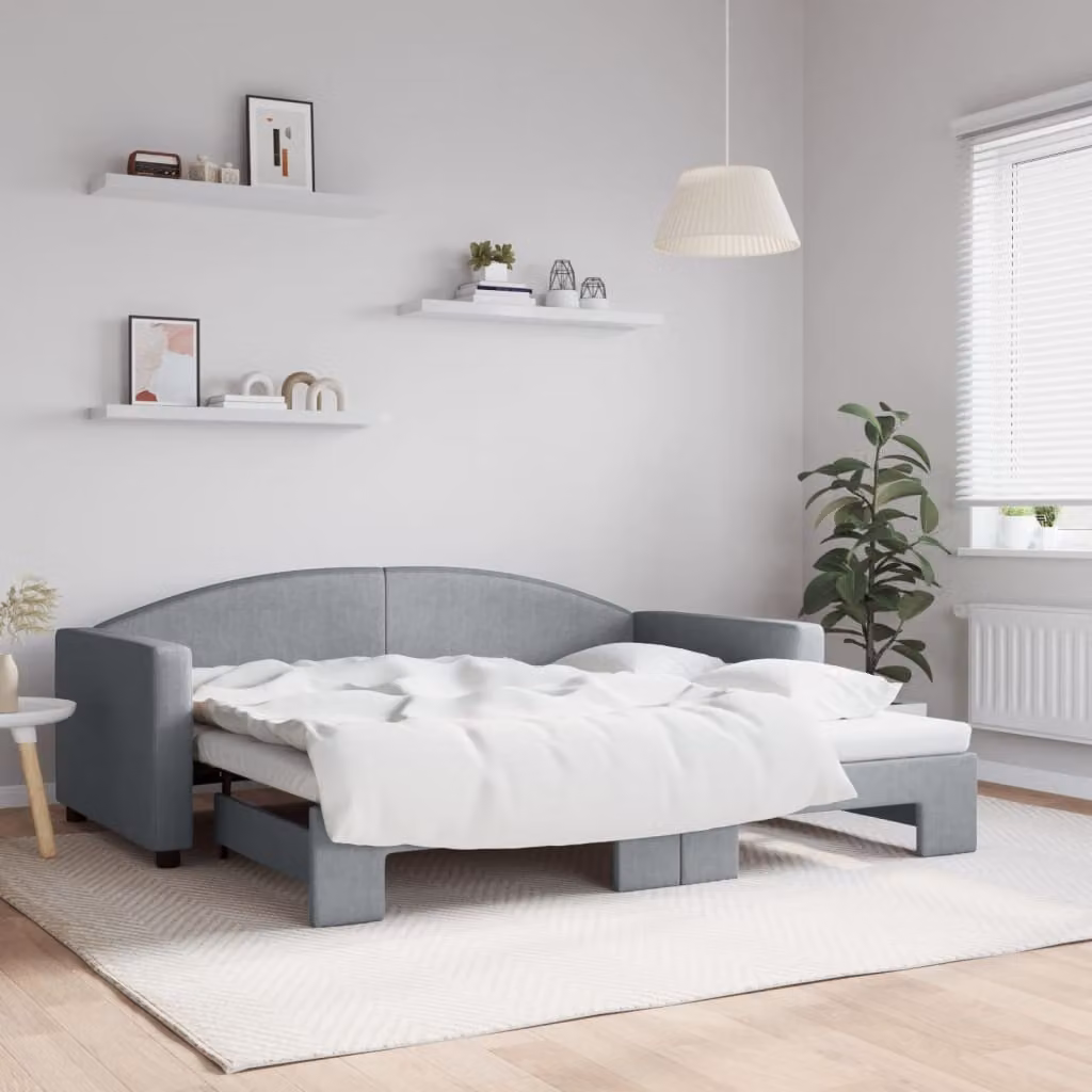 Maison Exclusive - Divano letto estraibile grigio chiaro 90x190 cm in tessuto