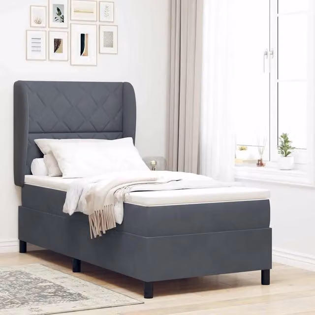 Letto ibrido con testiera in velluto vidaXL Grigio L 200 cm x P 100 cm – 1
