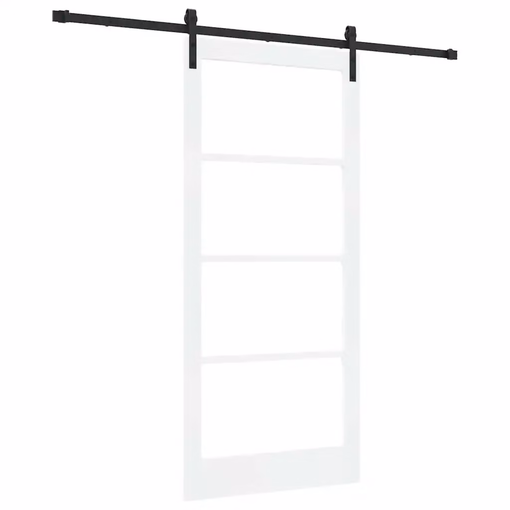 Porta scorrevole minimalista vidaXL in bianco con vetro e acciaio L: 93 cm, H: 202 cm – 2