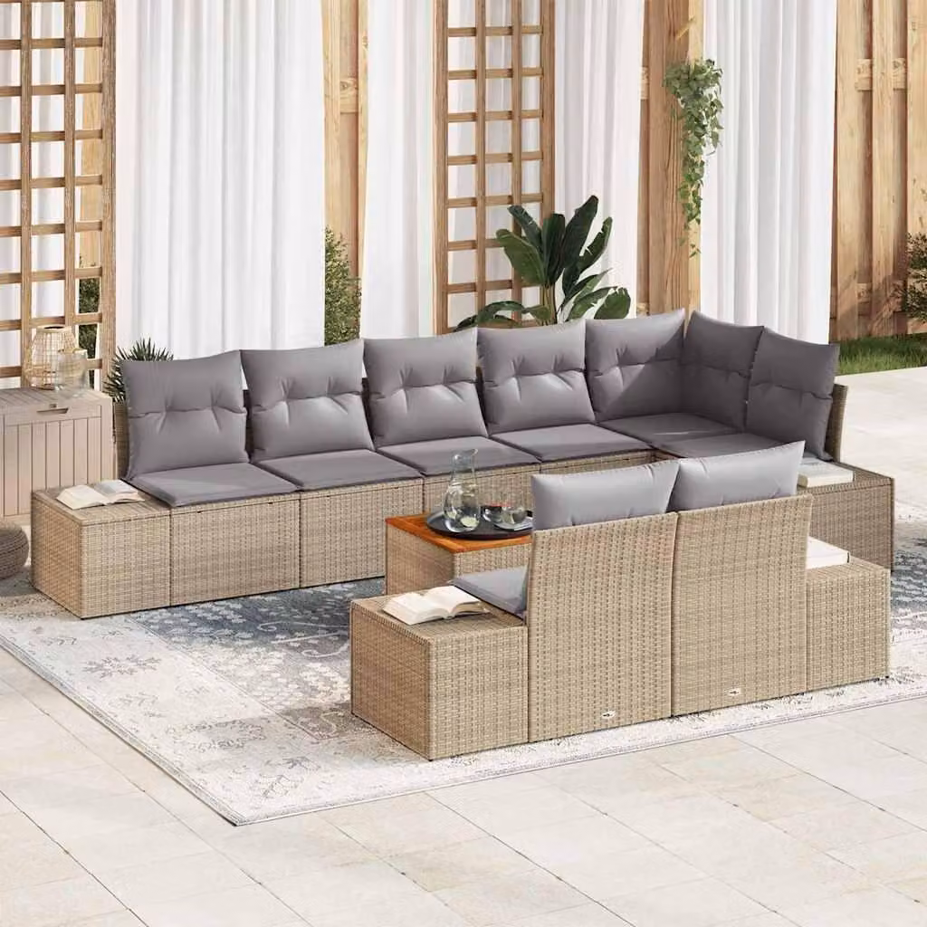 Maison Exclusive - Set da giardino composto da 9 pezzi, color beige e grigio chiaro