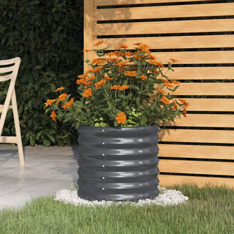 vidaXL Vaso da Giardino in Acciaio Zincato Antracite L/P/H: 40 x 40 x 36 cm