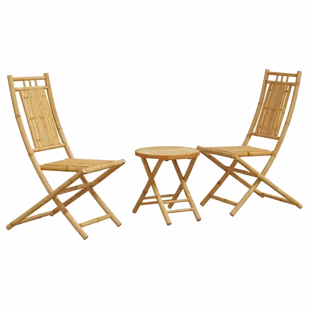 Set da Bistrò vidaXL in Bambù Marrone da 3 Pezzi per Giardino e Terrazzo – 2