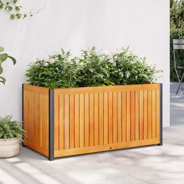 Fioriera da Giardino-Vaso da Esterno 85x45x44 cm in Legno Acacia e Acciaio