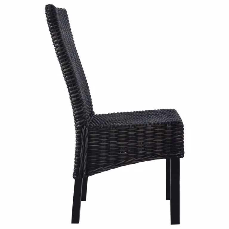 Sedie da pranzo 6 pezzi in rattan Kubu nero e legno di mango