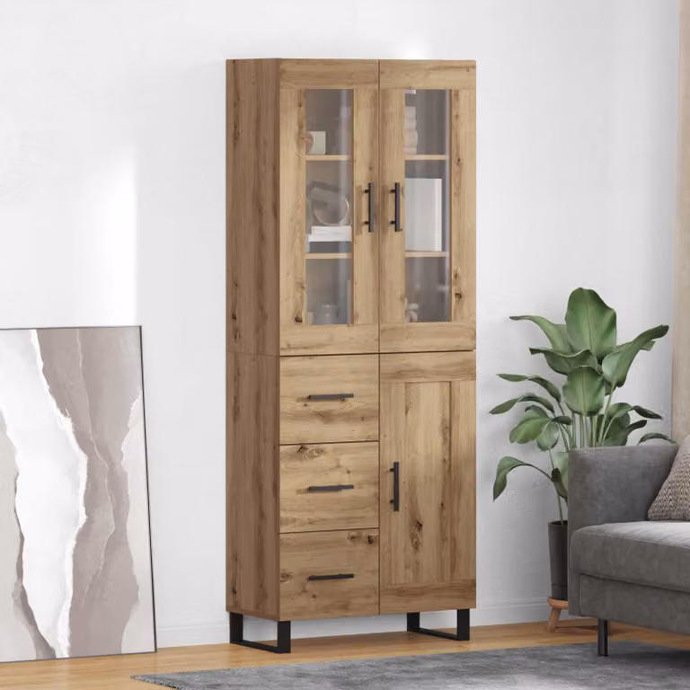 Set di 2 credenze moderne vidaXL in rovere marrone, L/P/H: 69,5 x 34 x 180 cm