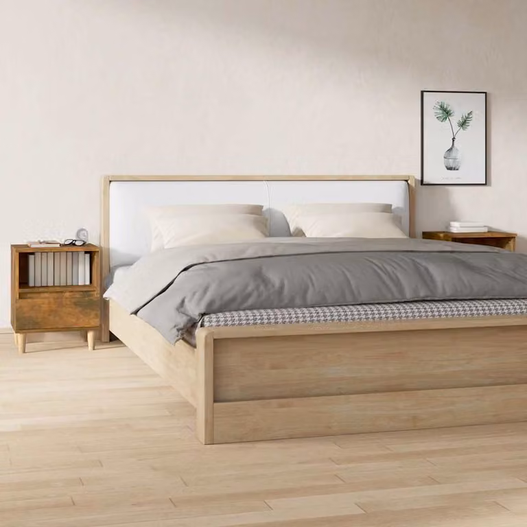 Set di 2 comodini moderni vidaXL in legno Rovere Fumo, L 40 cm x P 35 cm x H 50 cm