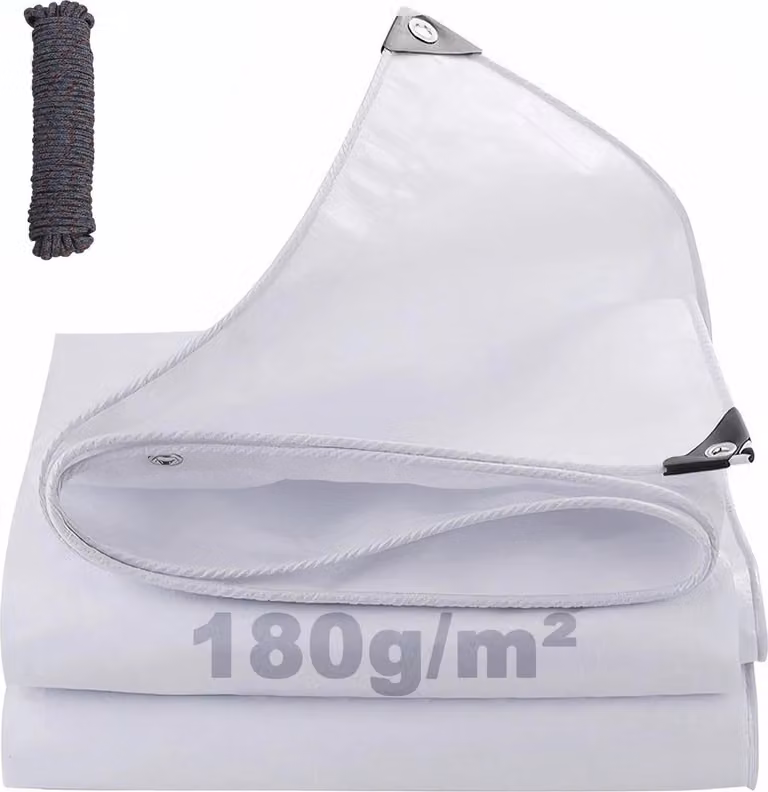 Telone di copertura - Telone in tessuto PE 180 g/m² - Impermeabile - Resistente ai raggi UV - Resistente allo strappo - 3 x 3 m - Bianco