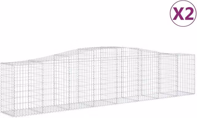 Cesti Gabbioni ad Arco 2 pz 400x50x80/100 cm Ferro Zincato