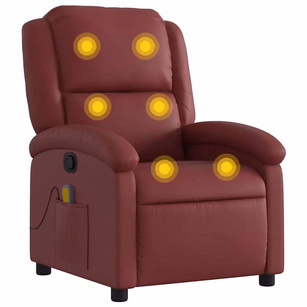 Poltrona Reclinabile Relax vidaXL in Similpelle Rossa con Braccioli – 2
