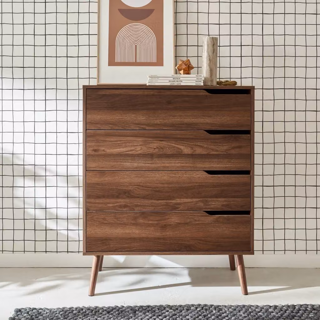 Cassettiera Sweeek in stile scandinavo effetto legno pino, colore marrone opaco – 2