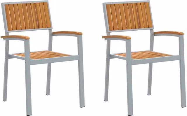 Sedia Impilabile 2 pz | Sedie da Esterno Marrone 56 x 57 x 87 cm
