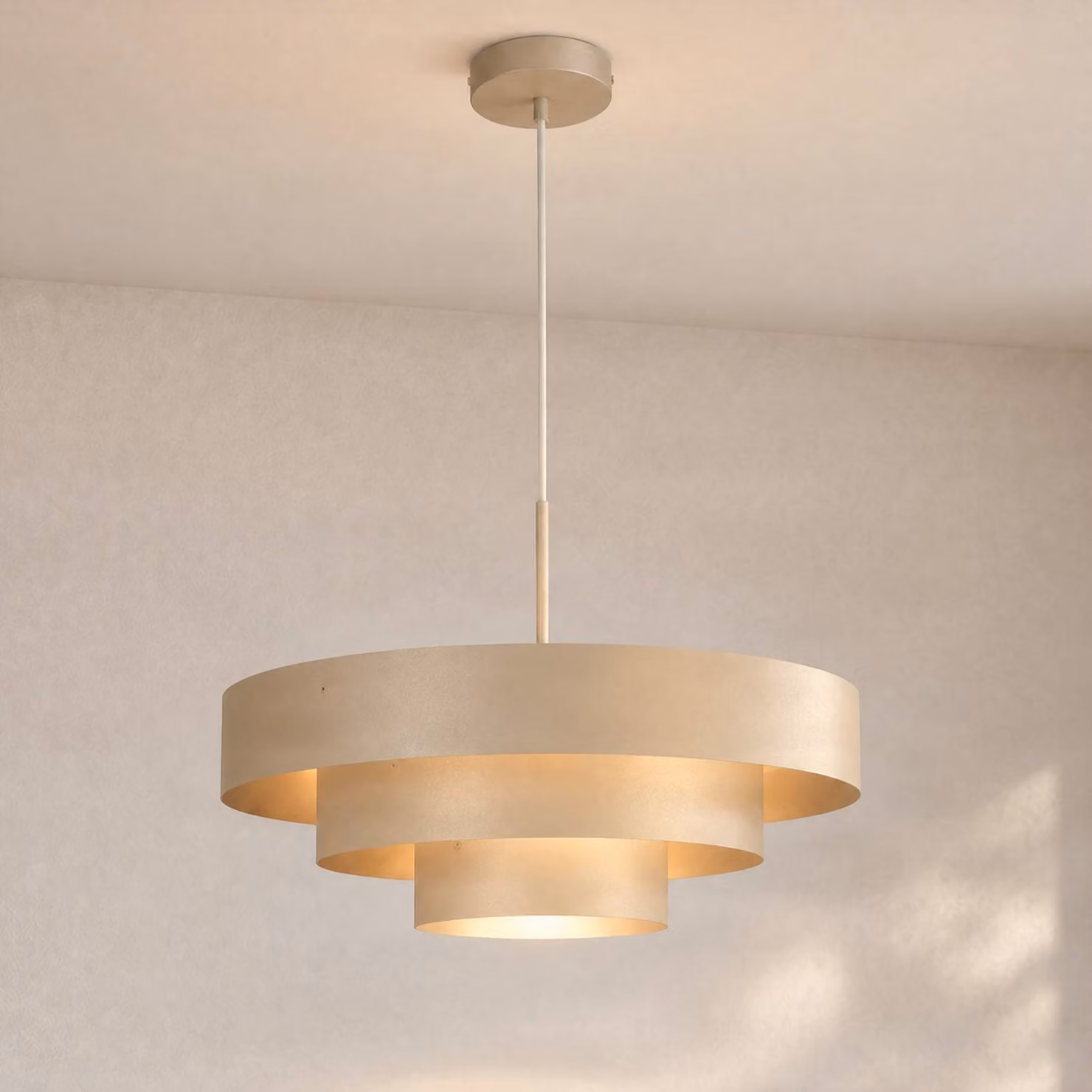 Lampada a sospensione Trio Domiluce, dimmerabile, Crema / Ambra, Soggiorno / Sala da pranzo, Metallo, Moderno, Lampada a sospensione
