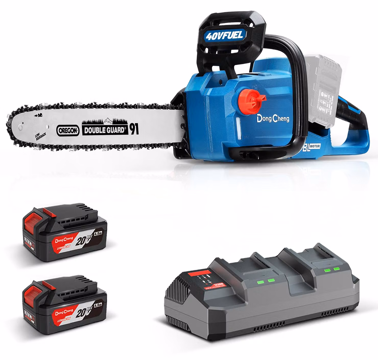 Troncatrice a catena da 40 V - Lunghezza lama da 38 cm - Potenza di 1600 W - Motore brushless - Adatta per legno e giardinaggio