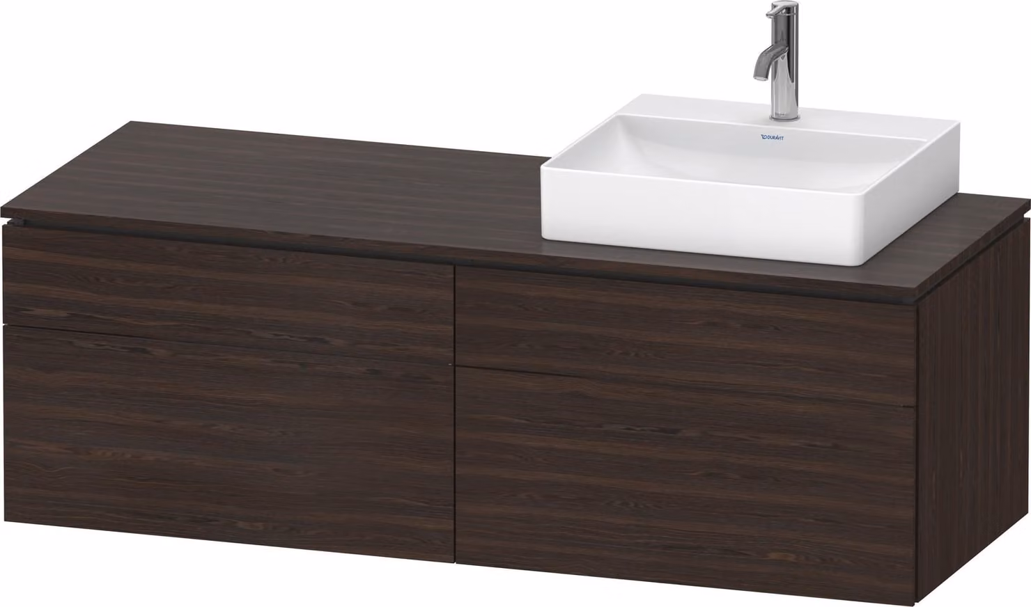 Duravit L-Cube Meuble sous-lavabo en console suspendu, avec plan de toilette en console, 4 tiroirs, vasque à droite, 1420x482x550mm, LC4870R69690000, LC4870R69690000