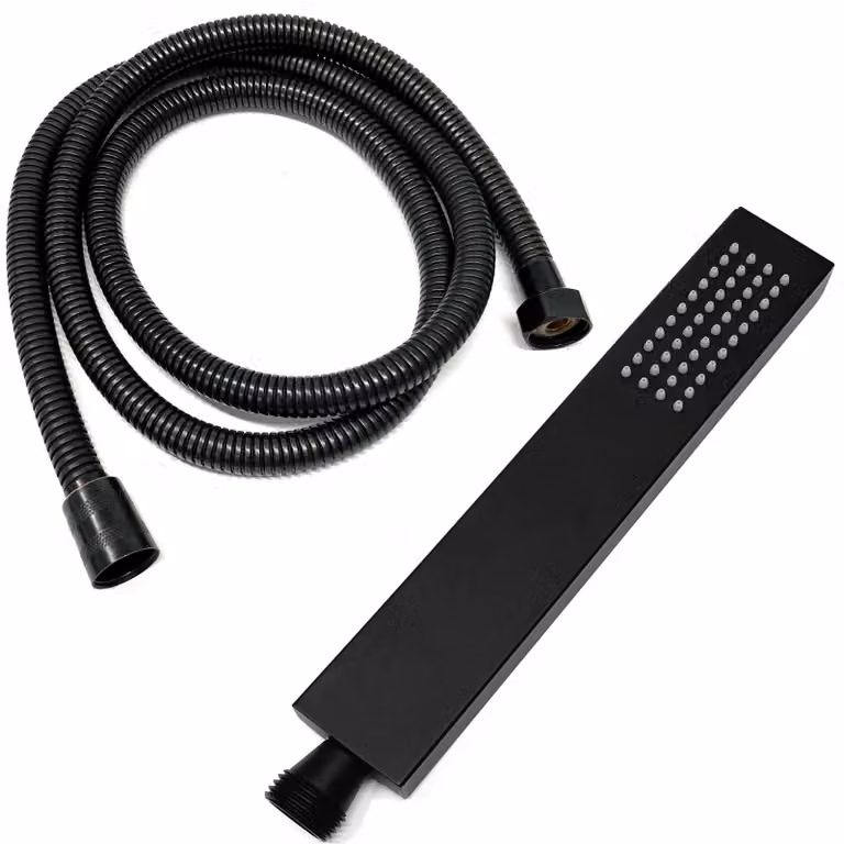 Set soffione doccia con tubo flessibile da 1,5 m, nero | Set doccia con doccetta e tubo flessibile | Tubo flessibile e soffione doccia con bocchette anticalcare