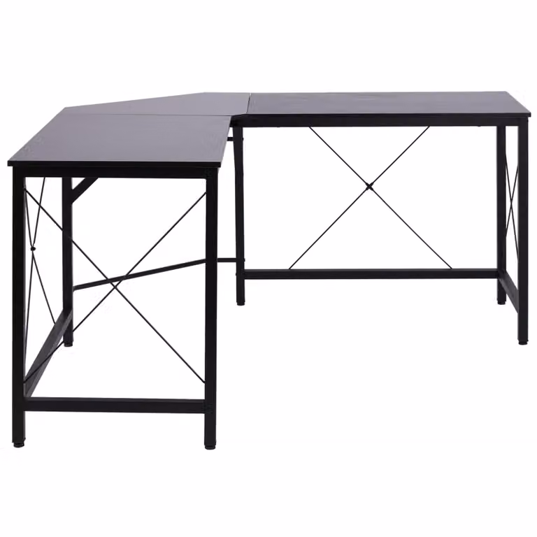 Fortuna Lai Scrivania per computer a forma di L Scrivania angolare 150x150x76 cm MDF nero, scrivania angolare moderna per ufficio e home office