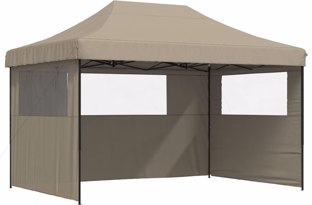 Tendone per Feste Pieghevole Pop-Up con 3 Pareti Tortora