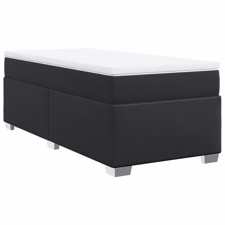 Giroletto a Molle con Materasso Nero 100x200 cm in Pelle finta