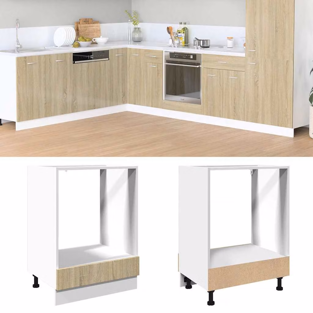 Mobile per forno vidaXL in legno multistrato color rovere sonoma, L: 60 cm, P: 46 cm, H: 81,5 cm