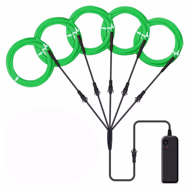 Set di 5 fili luminosi da 1 metro, color verde, flessibili, per decorazioni